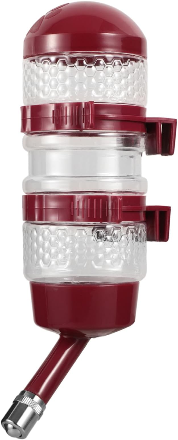 Mikikit 5pcs Pet Feeder Dispenser for Dogs and Cats Hanging Water Bottle with Automatic Drinking Function Easy to Install Prevents Spills for Pet Cages and Travel Wine Color