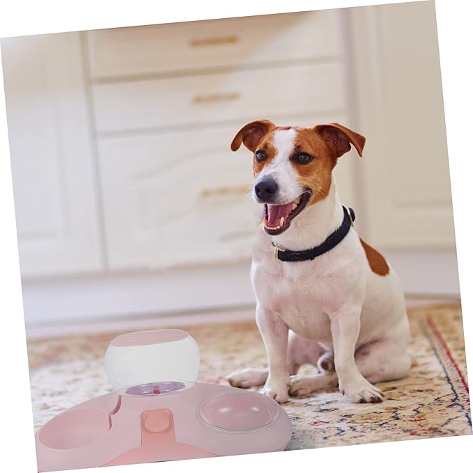 SUPVOX 1pc Automatic Pet Feeding Tray Double Bowl for Cats and Dogs Non-Spill Design Easy to Practical Food and Water Dispenser for Busy Pet Owners