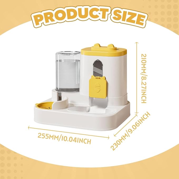 Automatic Pet Feeder and Waterer Dog Feeder Large Capacity, Anti Slip, Water Dispenser, Feeding Station for Cats Small Dogs, Yellow
