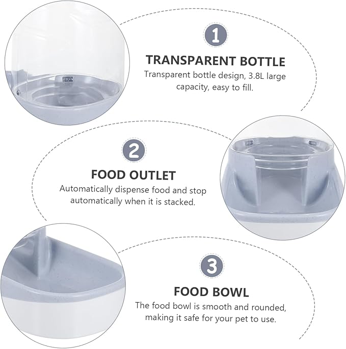 VANZACK Dog Cat Feeder Practical Pet Food Dispenser 3.8l Automatic Feeder Food Container for Pet Animals