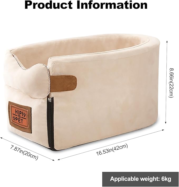 Ergocar Pets Booster Seat for Car Front Seat Travel Carrier Cage Breathable Collapsible Soft Cute Washable Portable Small Dogs & Cats Pet Car Seat Puppy Car Seat Within 6kg-White