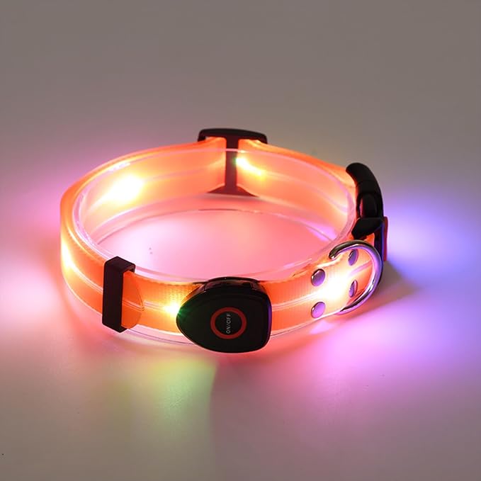 Light Up LED Dog Collar - Rechargeable Pet Necklace Accessory, Adjustable Luminous Collar,PVC Rubber Coated LED Dog Collarr Specification | Lighted Outdoor Protectionfor Small,Medium and Large Breeds