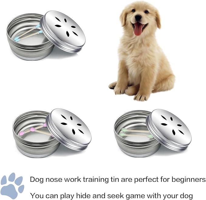 Dog Scent Training Kit Nose Scent Work Tins, Dog Nose Scent Work Training Kit for Dogs Brain Games Pet Pup Beginner Scent Work Kit (6 Box+4 Nose Work Set)
