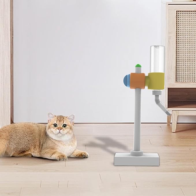 Pet Water Bottle Dispenser Automatic Water Drinker Adjustable Height Pet Feeder Drinking Fountain for Go Out Dog Household, Whie