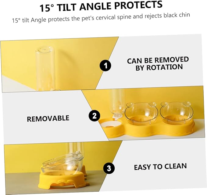 Happyyami Automatic Water Feeder for Cats Water Dispenser Double Food Bowl Cat Feeder and Drinking Bottle Pet Bowl for Dogs and