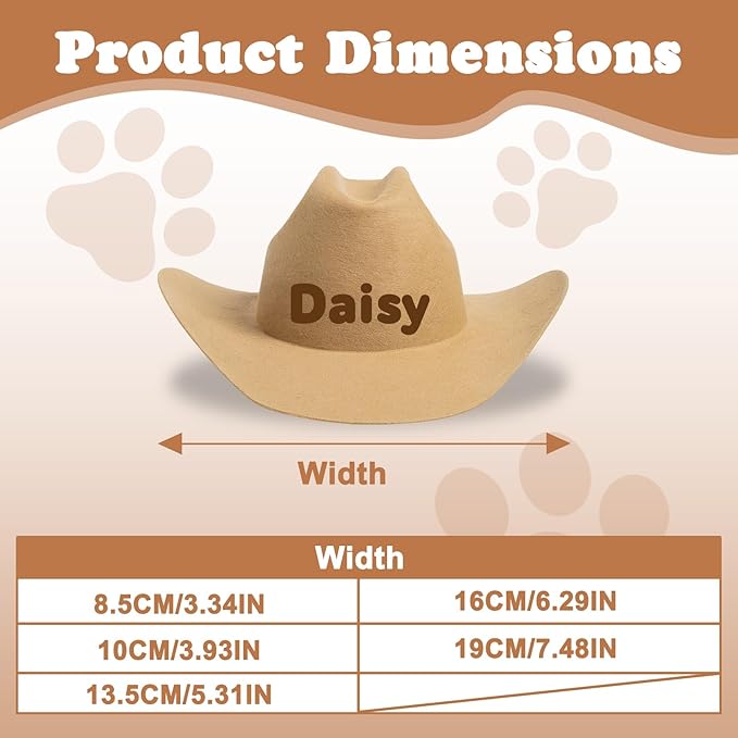 Personalized Cat Cowboy Hats with Name, Custom Cowboy Hat for Cat, Holiday Party Cowboys Costume for Cats, Pet Tiny Cowboy Cap Gifts for Pet Lovers