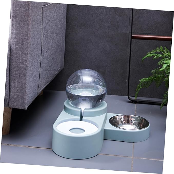 VICASKY Creative Double Bowl Pet Water Feeder Automatic Water Dispenser for Dogs and Cats Blue Non Spill Design with Smooth High Density Surface for Home and Pet Shops