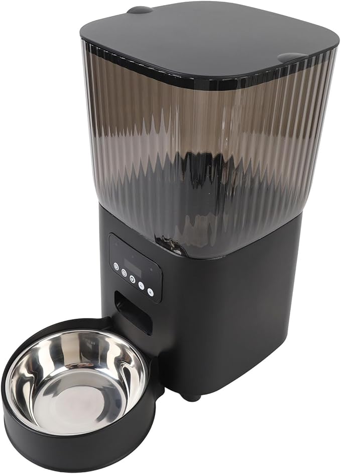 Automatic Cat Feeder, Button Control Timed Food Dispenser for Dog Pet Indoor, Safe Material, Dual Power Supply, Ideal Portions (Single Bowl)