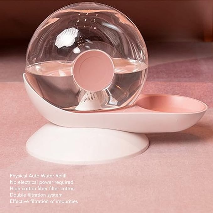 Pet Water Dispenser Bowl, Pet Water Dispenser Snail Shape Automatic Transparent 2.8L Large Capacity Drinking Fountain for Dogs Cats (Pink)