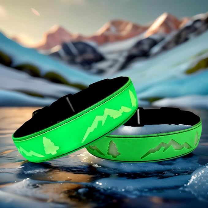 LED Dog Collar, 15 Light Modes, USB-C Rechargeable, Silicone Material, Adjustable Size, (Green, M(11.8-15.7"))