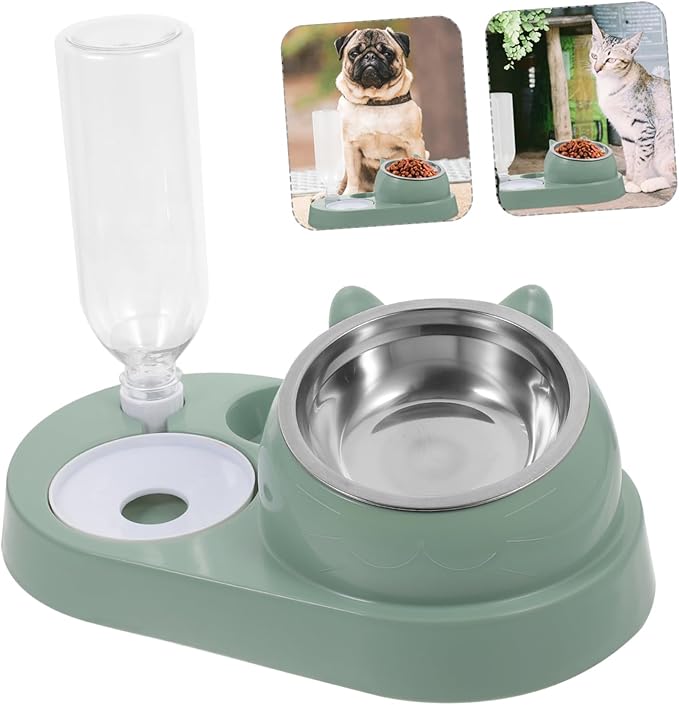 POPETPOP Automatic PET Feeder with Water Dispenser Dual Bowl Design for Cats and Small Dogs Skid Base Detachable for Easy Cleaning for Indoor Use