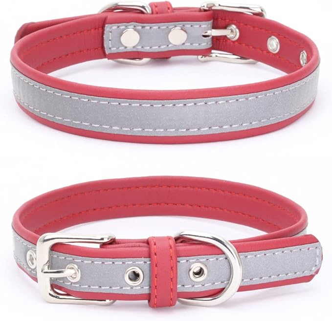 Reflective Small Dog Collar Safer at Night Girl Cat Collars Red XXL