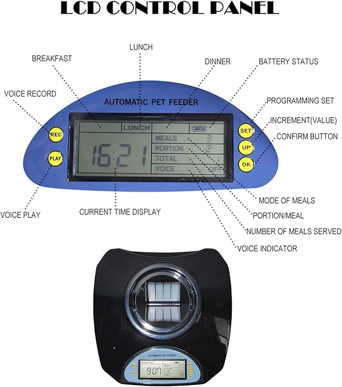 5.5L Automatic Pet Feeder Smart Pet Feeder Timed Dog Cat Food Dispenser Timer Programmable 1-3 Meals 12 s Control Voice Recorder for Dog Cat Small Medium Pets