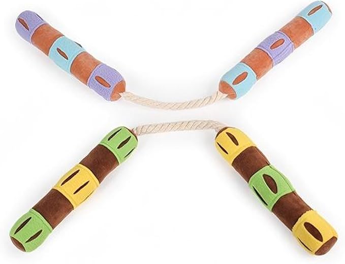 Playful Paws Nunchakus Dog Toy Dog Chew Toys Dog Enrichment Toys with Squeaky and Hidden Treats Interactive Dog Puzzles Toy Snuffle for Dogs (Orange)