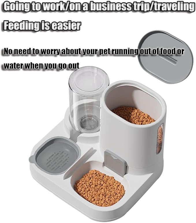 Automatic Pet Feeder for Cats and Small Dogs - 2-in-1 Food and Water Dispenser with Stainless Steel Bowl for Dry Food - Perfect for Small/Medium Dogs, Puppies and Kittens,Green