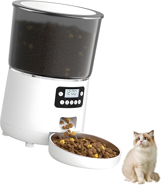Quiet USB Powered 4L Dog Feeder Button Version Control for Automatic Timed Feeding Large Capacity for Busy Owners USB Feeder