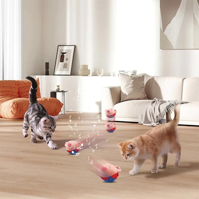 Interactive Dog Toys,2024 New Active Moving Pet Plush Toy,Squeaky Moving Dog Ball Toy,Rechargeable Puppy Toys to Keep Them Busy,Washable Pig Plush Toys(Red Pig)