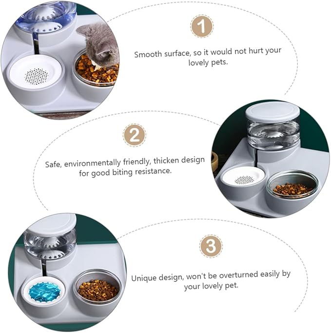 Kisangel Automatic PET Water Feeder and Food Bowl for Dogs and Cats Dual-Use PET Drinking Fountain Stainless Steel Design 2L Capacity for Daily Feeding and Hydration