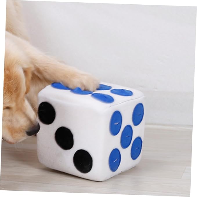 Happyyami Plush Dog Dice for Pets White Sniffing Training Interactive Puppy with Invisible Zipper for Extended Enrichment