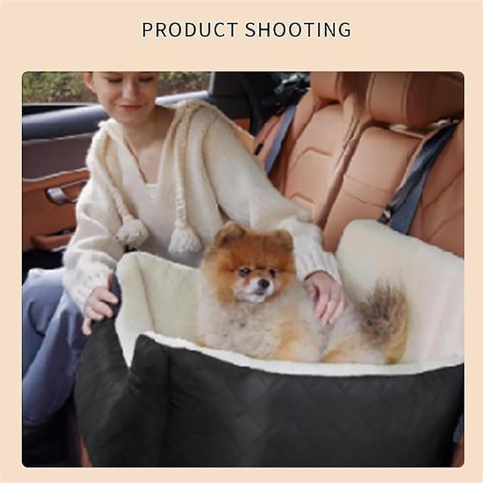 Dog Car Seat, Waterproof Dog Booster Seat with Storage Pockets, Adjustable Pillow Strap and Adjustable Backrest Buckle, Removable Seat Cushions and Easy to Cleaning, for Small Dogs and Cats