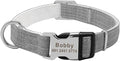 Fashion Nylon Personalized Dog Collar Engraved Name Dog Collars Custom Puppy Pet Collar ID Tag for Small Medium Large Big Dogs Grey L