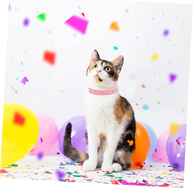 BESPORTBLE Adjustable Rhinestone Pet Dog Collar Pu Leather Neck Accessory for Cats and Dogs for Daily Wear Parties and Special Occasions