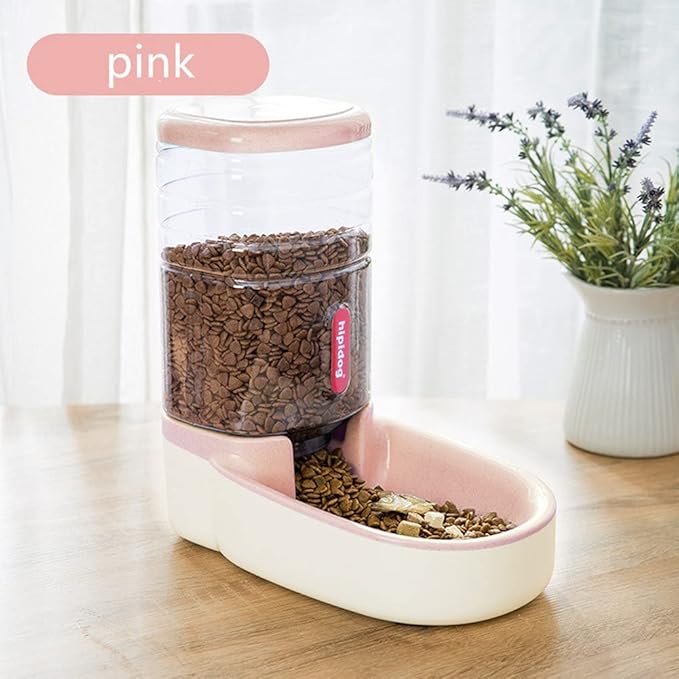 Pet Automatic Feeder Water Feeder Dog&Cat 3.8L 1pc (,Pink Feeder)