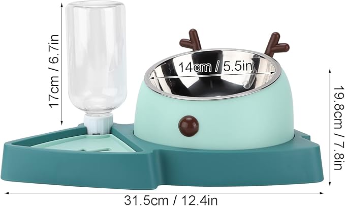 Raised Cat Dog Bowls, Pet Food Feeder and Automatic Water Dispensers Set with Detachable Stainless Steel Bowl, Elevated Tilted Pet Water and Food Feeder Set for Cats Dogs Kitten