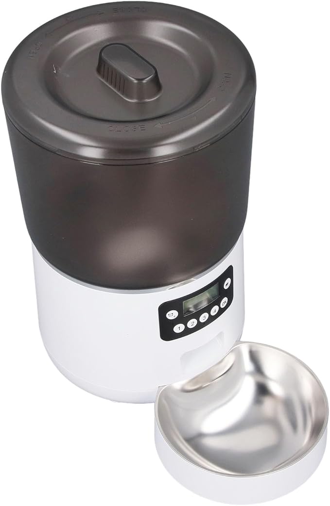 Automatic Pet Feeder, 4L Large Capacity Automatic Cat Feeder with Freshness Preservation Transparent Stainless Steel Smart Timed Cat Dry Food Dispenser for Cats Dogs (US Plug)