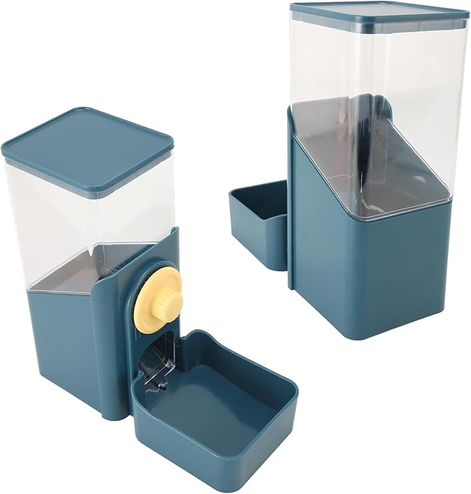 Alomejor Automatic Pet Feeder, Large Capacity Gravity Feeder with Leak Proof Design, Convenient Hanging Design for Cat Dog Cage (Blue)