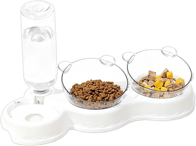Dog Waterer Bowl - Automatic Waterer for Pets with Food Bowl | Pp+pc Durable Material, Easy Fill Design with Large Capacity, Suitable for Small Medium Large Dogs Cats Kittens Bunnies Indoor Daily Use