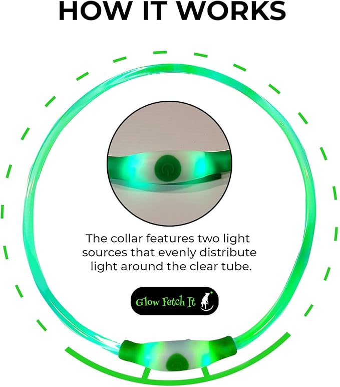 LED Dog Collar, Waterproof Light Up Dog Collar Rechargeable, Dog Safety Necklace for Night Walking, Adjustable Cut-to-Fit Silicone Collar Small Medium Large Dog 27.5” Cuttable (Green)