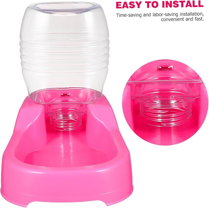 YARNOW Pink Pet Water Feeder Bowl for Dogs and Puppies Automatic Dispenser with Stable Non Spill Design Safe High Density Material for Home and Pet Shop Use