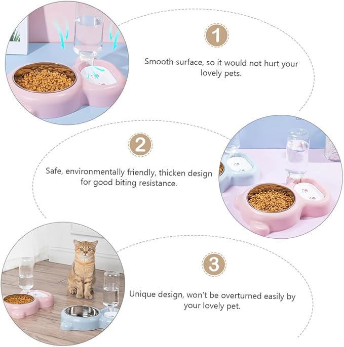 Milisten Dual-use Pet Bowl with Water Dispenser Bear-Shaped Smooth Cat and Dog Feeding Bowl Convenient Feeding for Pets for Food and Water Pink