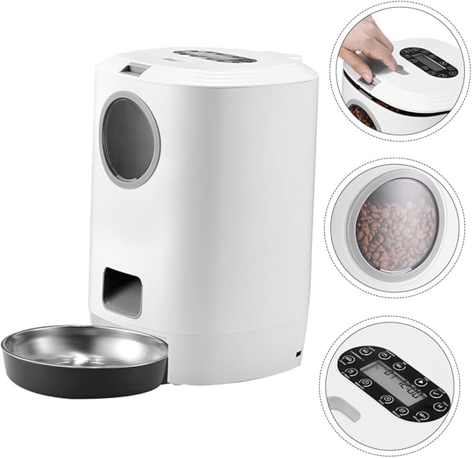 VANZACK 1pc Automatic Pet Feeder Capacity Timed Food Dispenser for Dogs and Feeding Device Memory Function and for Pet Owners