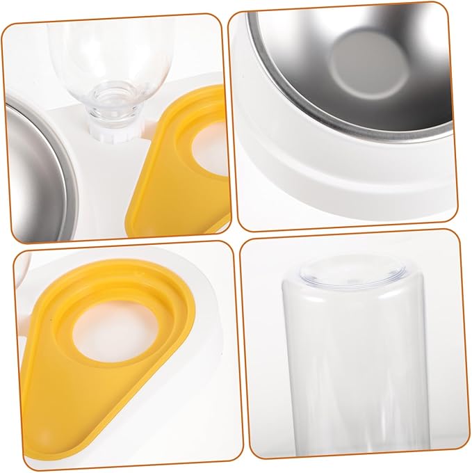 BESTonZON Automatic Dog Feeder and Water Dispenser 2-in-1 Anti-Spill Pet Food Bowl White Suitable for Cats and Dogs Cage Feeding Supplies
