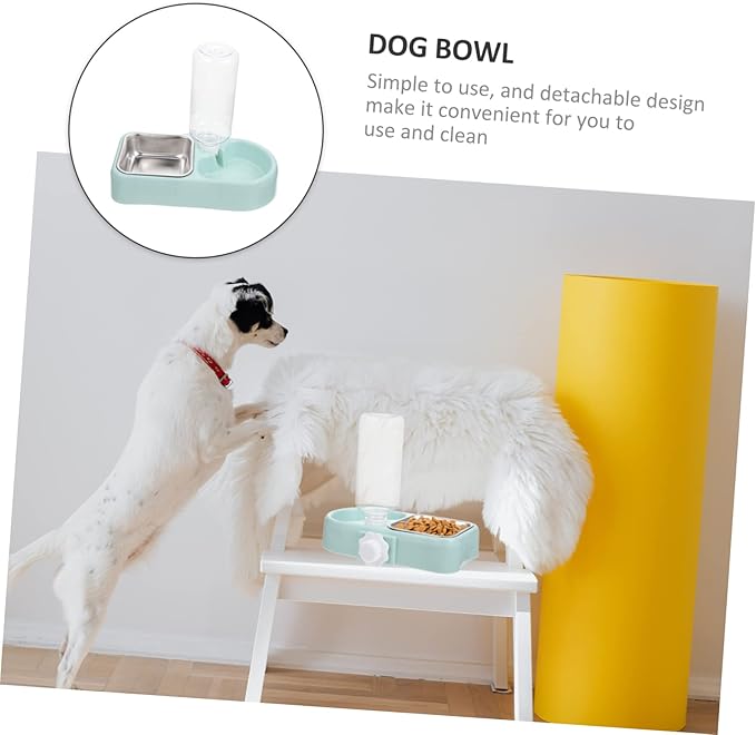 BESPORTBLE Detachable Dog Feeder and Water Dispenser Automatic Water Bowl with Transparent Bottle Design Suitable for Dogs Cats and Pets Easy to Clean Bite-Resistant Material
