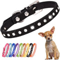 Serijoars Puppy Dog Collar with Crystal Diamond Colorful Bling Girl Puppy Small Dog Cat Collars (XS, Black)