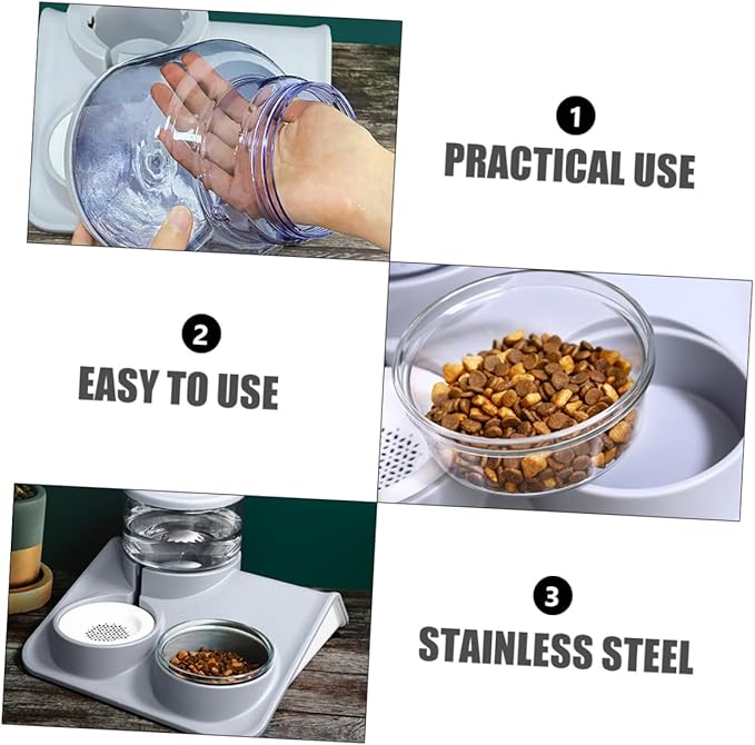 ERINGOGO 1Pc Dual Use Pet Eating Bowl Practical Pet Food Water Feeder Automatic Water Refill Design Easy to Capacity for Dogs Cats Convenient Food Bowl System