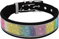 Crystal Reflective Dog Collar Gilter Rhinestone Dog Soft Collars with Buckle Dimond Pet Puppy Collars for Small Medium Large Dog Black S