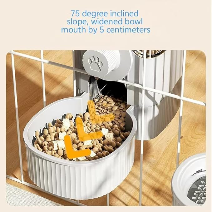 Hanging pet Automatic Feeder Combination -520ml Automatic Water Dispenser,1200ml Automatic Feeder,for cat or Dog, Gray
