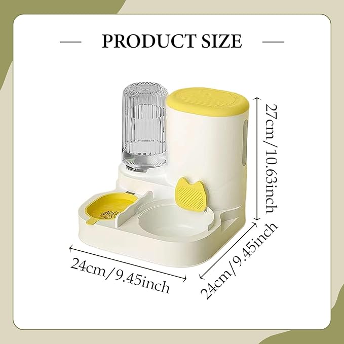 Automatic Dog Feeder and Water Dispenser Dog Bowl Convenient,Removable,Pet Supplies,Automatic Pet Feeder Food Feed for Puppy, Yellow