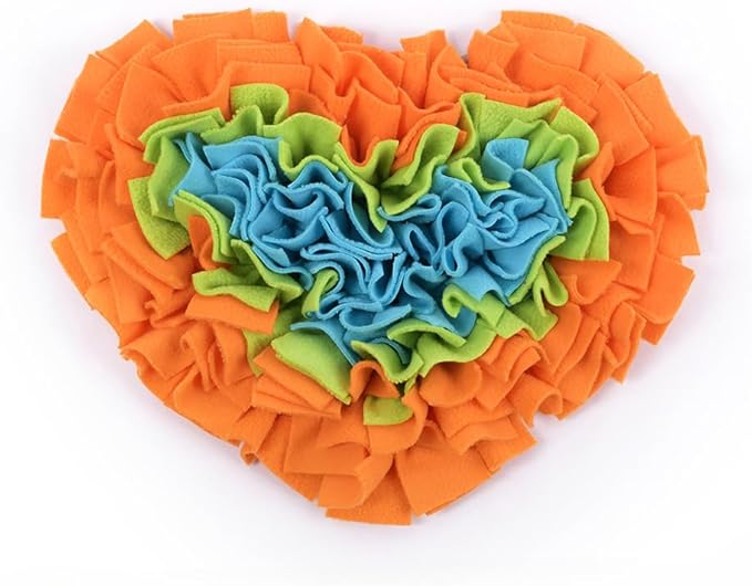 Heart-Shaped Rose Snuffle Mat for Dogs and Cats, Washable Pet Nose Work Mat, Interactive Feeding Mat to Relieve Boredom and Stress (V6)