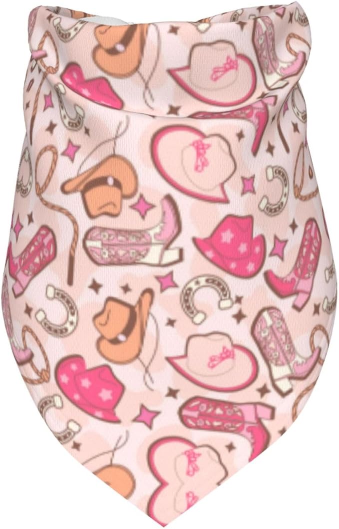 Western Dog Bandanas, Cartoon Cowboy Dog Scarf, Accessories Puppy Kitten Party Festival and Daily Wearing,West Cowboy Accessories Party Cosplay (Pink)