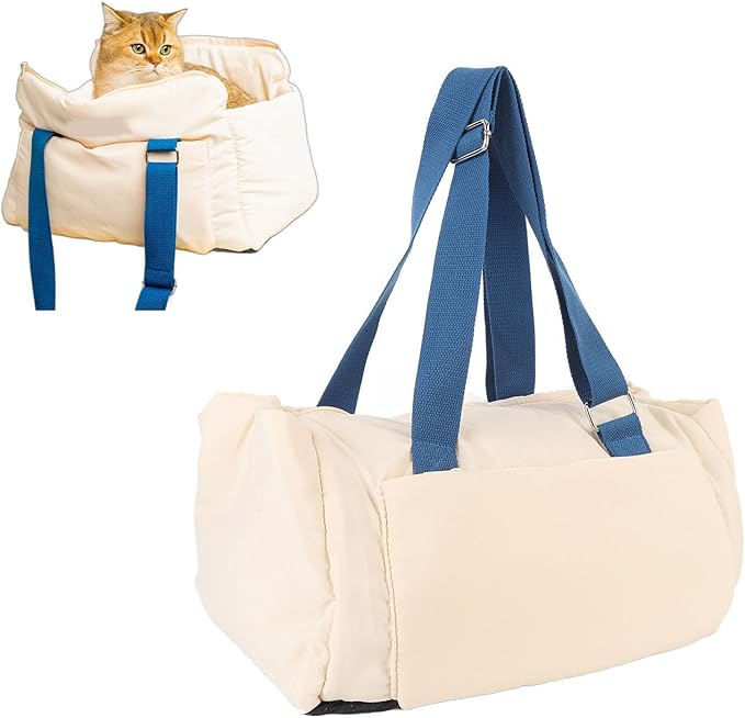 Dog Car Seat, Soft Cozy Portable Dog Car Booster Seat, Travel Dog Bed | Center Console Dog Car Seat | Dog Travel Carrier | Dog Carrying Bag | Front Seat Dog Car Seat for Pet