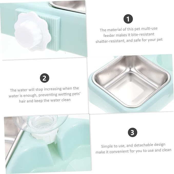 Detachable Automatic Pet Feeder and Water Dispenser for Dogs and Cats Bite-Resistant Easy Clean Hanging Design Blue Color for Indoor Use