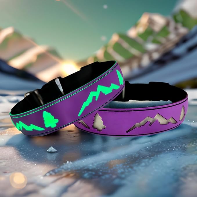 LED Dog Collar, 15 Light Modes, USB-C Rechargeable, Silicone Material, Adjustable Size, (Purple, L(15.7-19.7"))