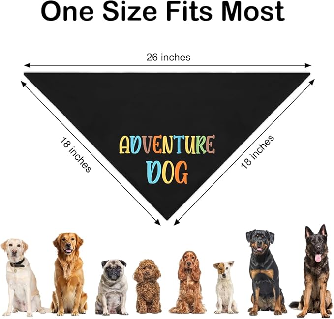 Adventure Dog Black Dog Bandana, Funny Pet Scarf Photo Prop for Outdoor Adventure Hiking Camping Mountain, Christmas Birthday Gifts for Pup Mom Dad Lover, Gifts for Ranger, Pup Scout Bandana