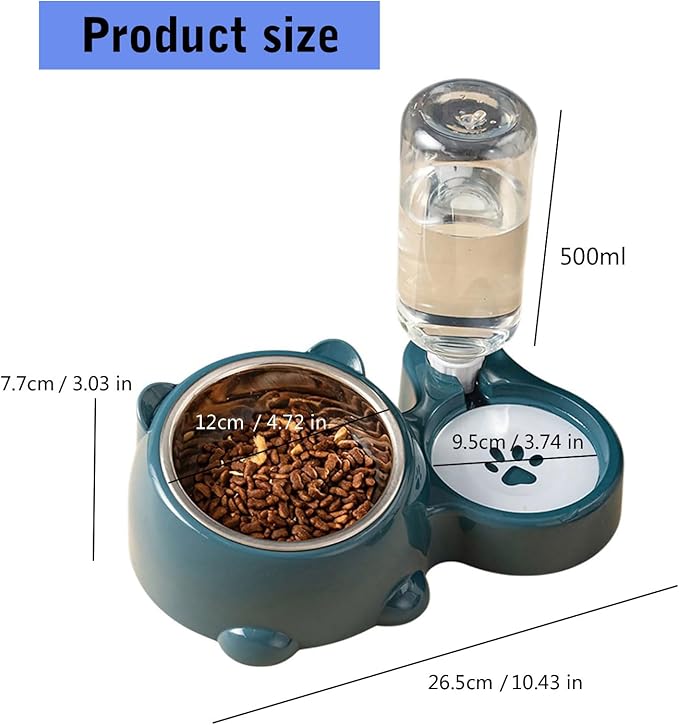 Elevated Pet Feeders with Removable Stainless Steel Bowl and Automatic Water Dispenser