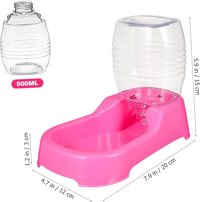 YARNOW Pink Pet Water Feeder Bowl for Dogs and Puppies Automatic Dispenser with Stable Non Spill Design Safe High Density Material for Home and Pet Shop Use